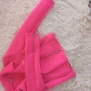 Neon pink biker jacket